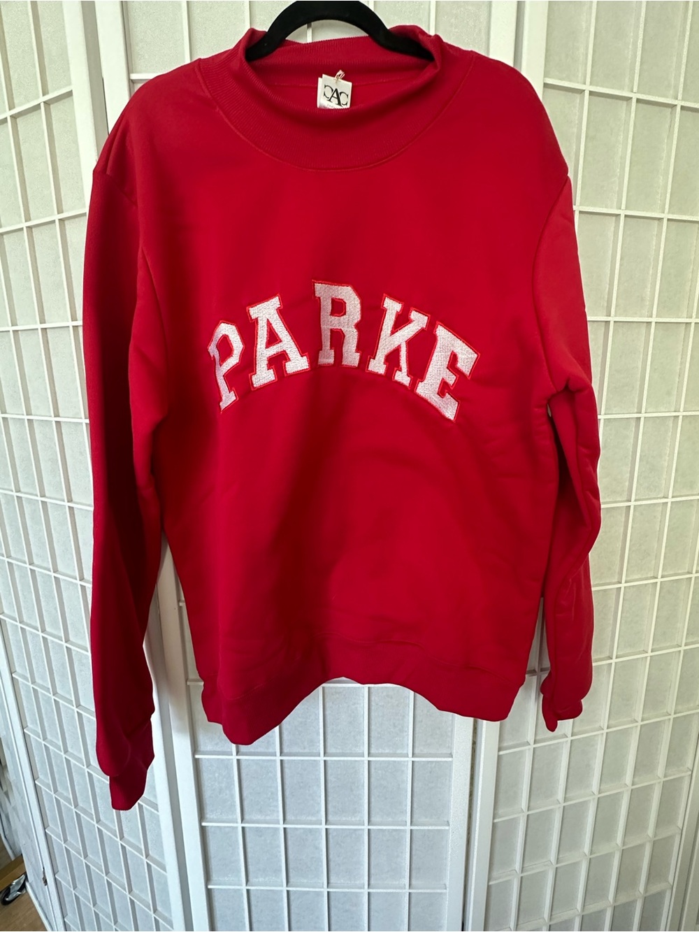 Parke Women's Red Crewneck Sweatshirt with Embroidered Logo